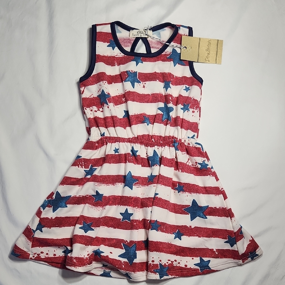 Aaron & Amber Girls Patriotic 4th of July Dress Size 2/3T –Stars & Stripes USA